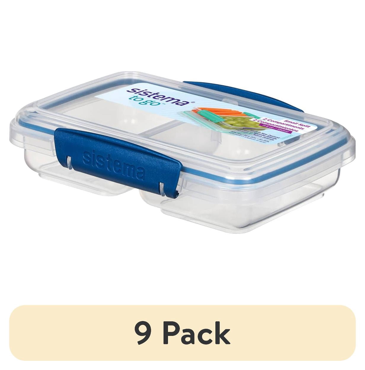 (9 pack) Sistema Contenedor de Almacenamiento de Alimentos PequeÃ±o de 1.4 Tazas Dividido para Llevar, Azul