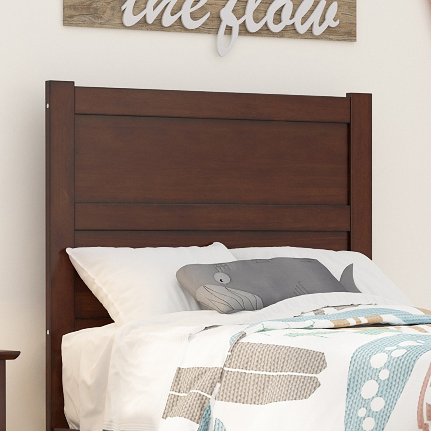 AFI NoHo Modern Panel Wood Headboard, Twin, Walnut