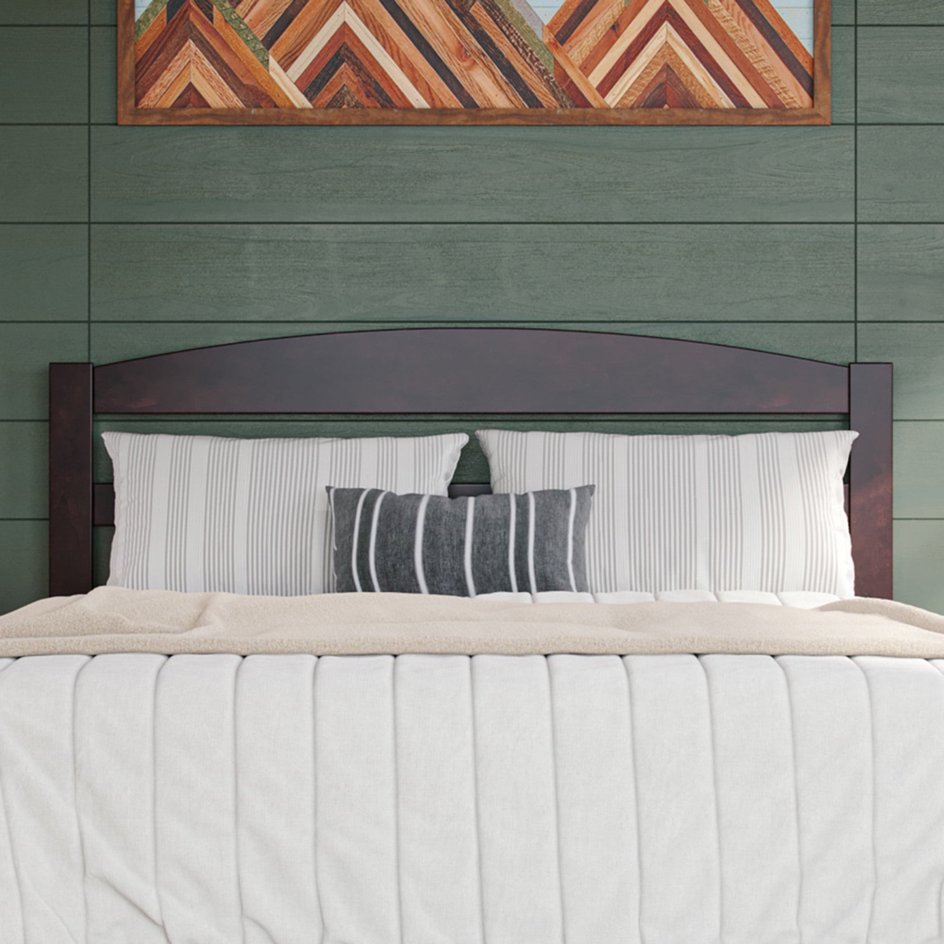 AFI Warren Cabecero de Madera con Listones Arqueados con 2 Puertos USB, TamaÃ±o Completo, Color Espresso