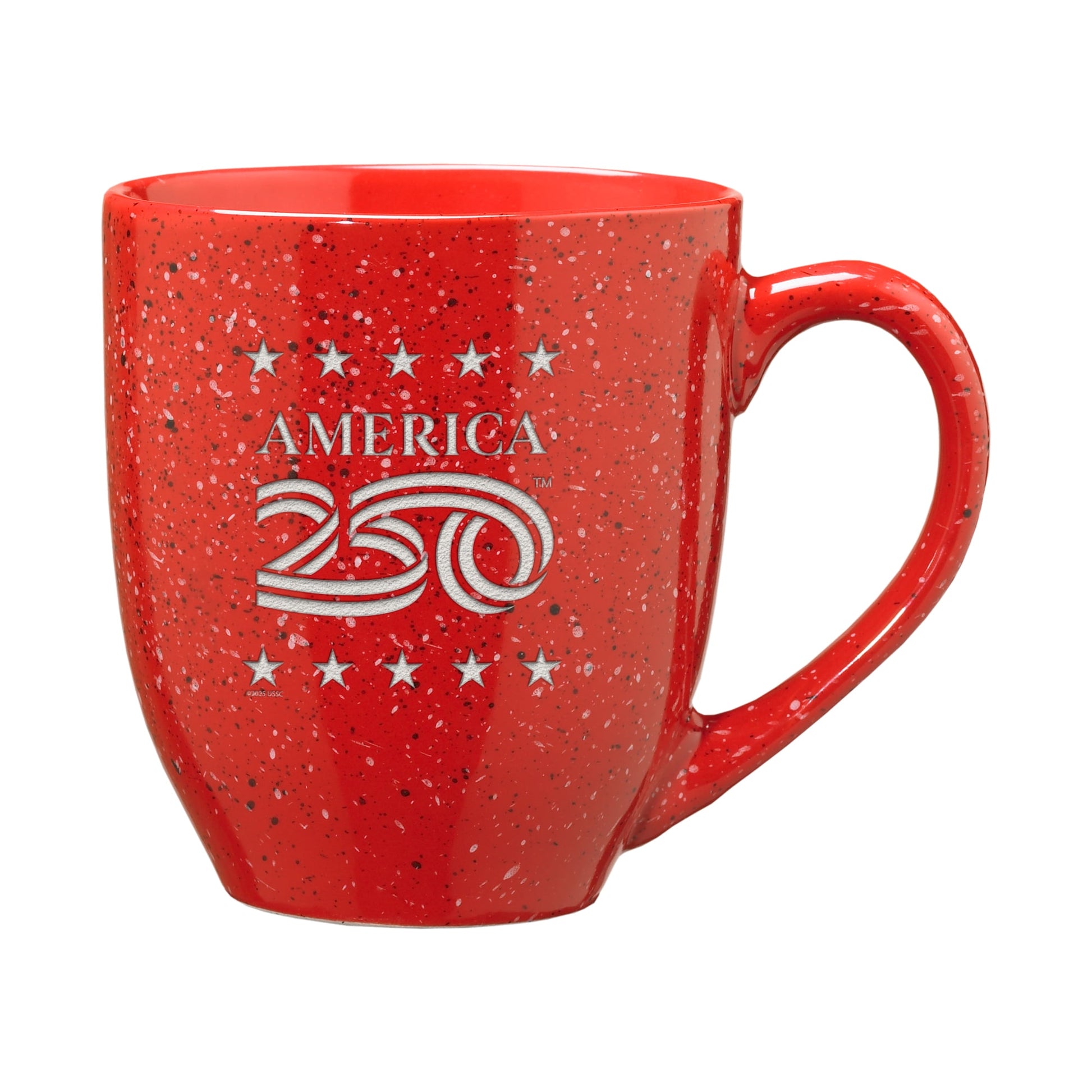 AMERICA 250 16-OZ LASER ENGRAVED SPECKLED CERAMIC COFFEE MUG - RED