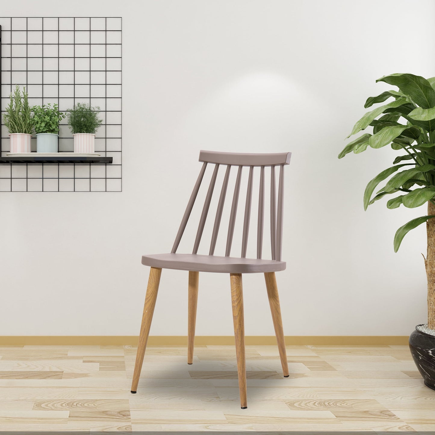 Abble Set of 2 Modern Dining Chairs Indoor Kitchen Chairs -Gray