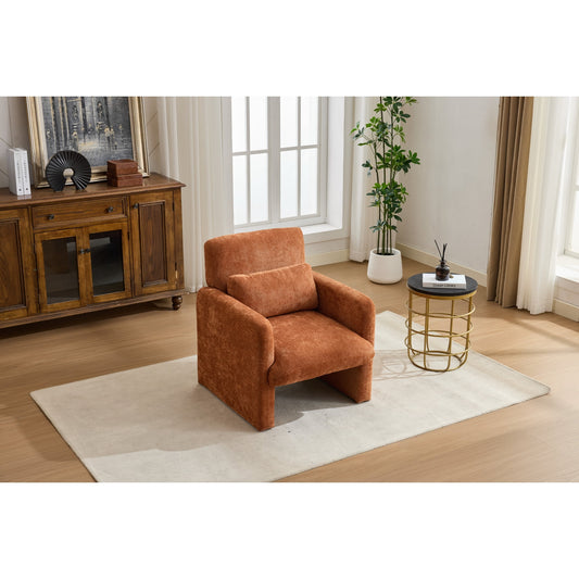 Accent Chair, Armchair, Chenille Chair&nbsp;Modern Upholstered Fabric Accent Armchair with Solid Wood Frame for Living Room, Bedroom, Apartment, Orange