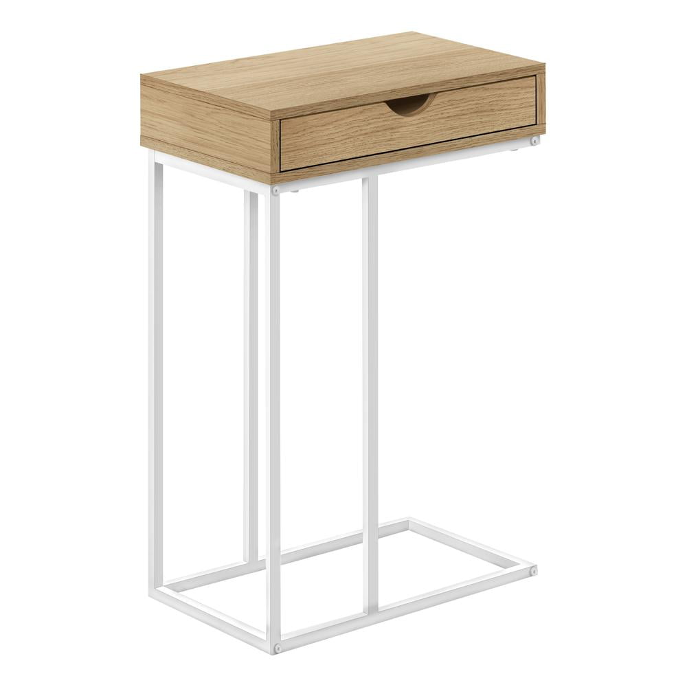 Accent Table C-shaped End Side Snack Living Room Bedroom Metal Natural