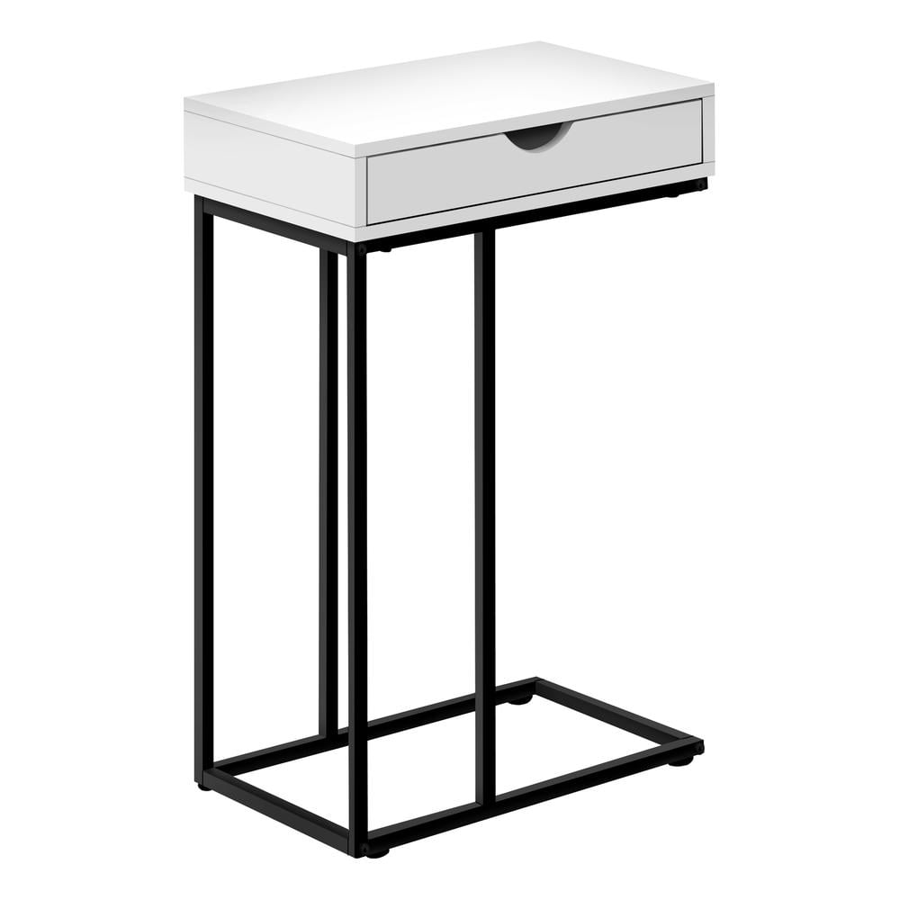 Accent Table C-shaped End Side Snack Living Room Bedroom Metal White