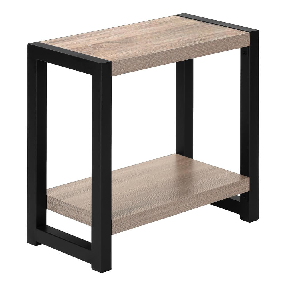Accent Table Side End Narrow Small 2 Tier Bedroom Metal Brown