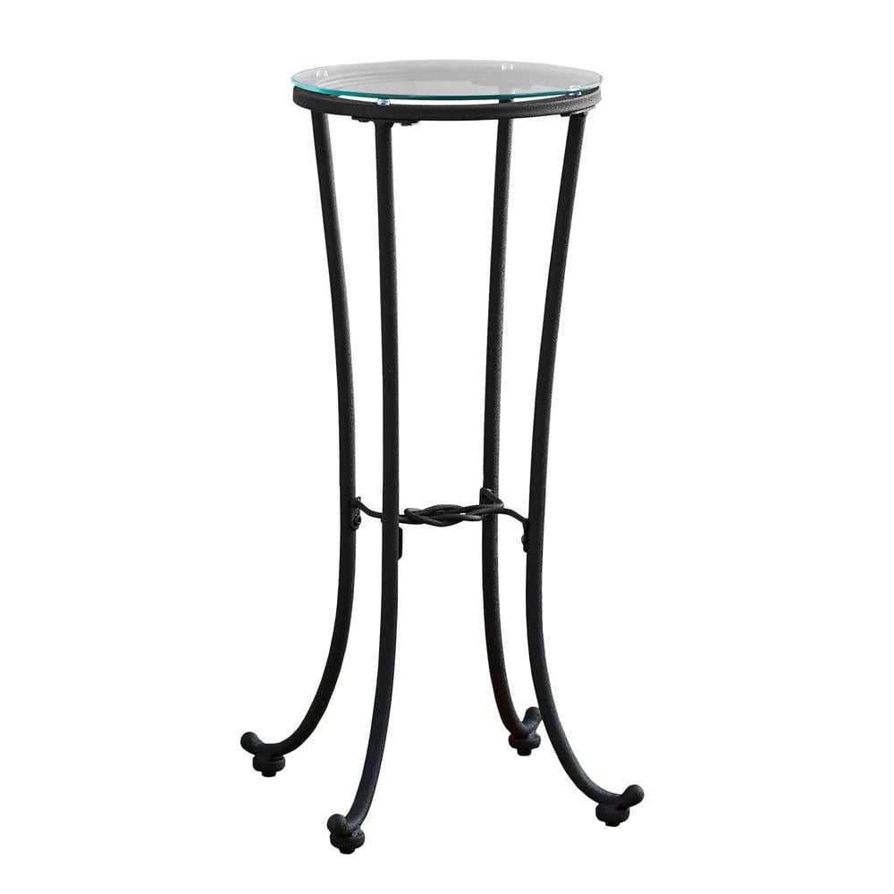 Monarch Accent Table Hammered Black Metal With Tempered Glass