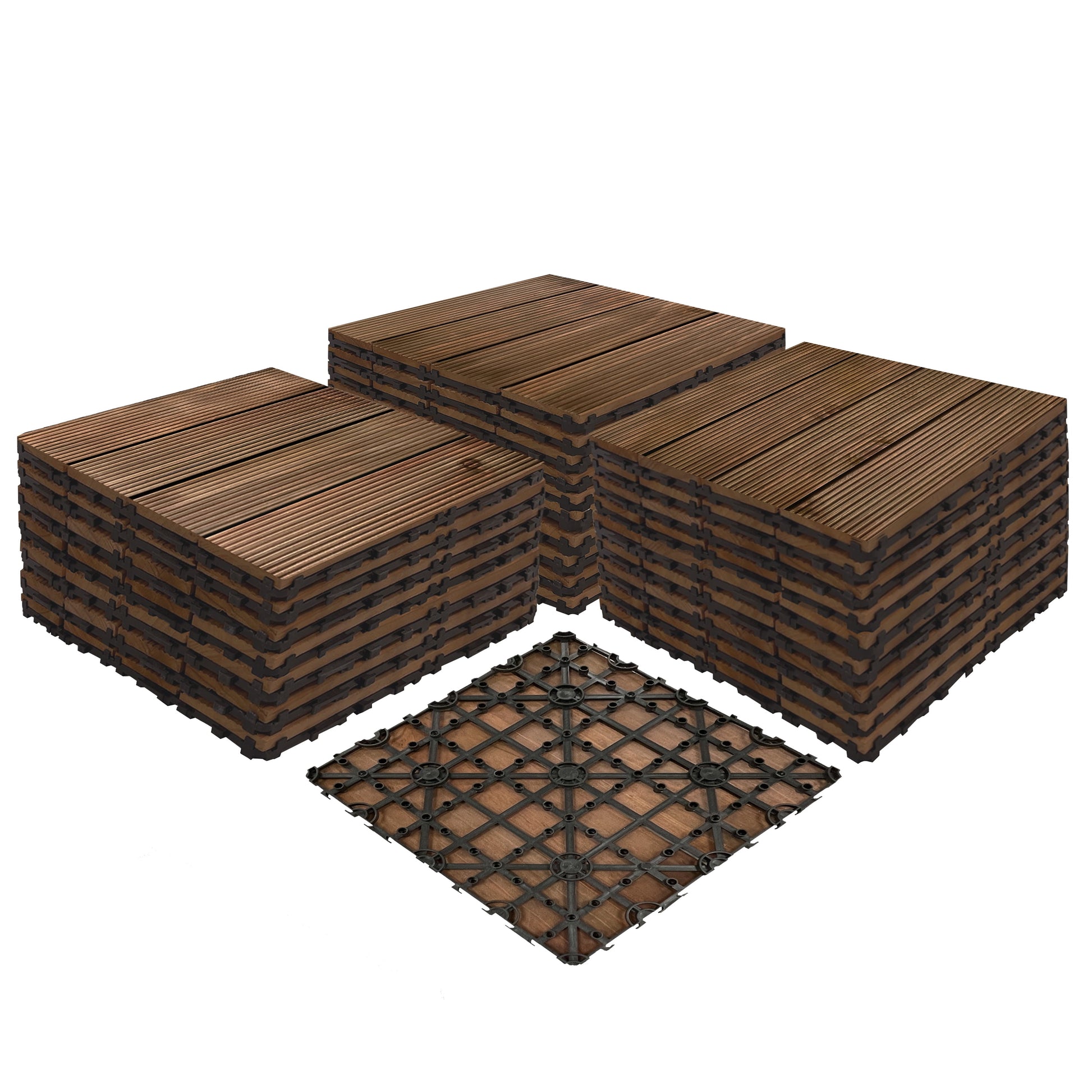 Achim OutdoorZ Interlocking Wood Deck Tiles - Honey Oak - 27 Tiles (27 Sq.Ft.)