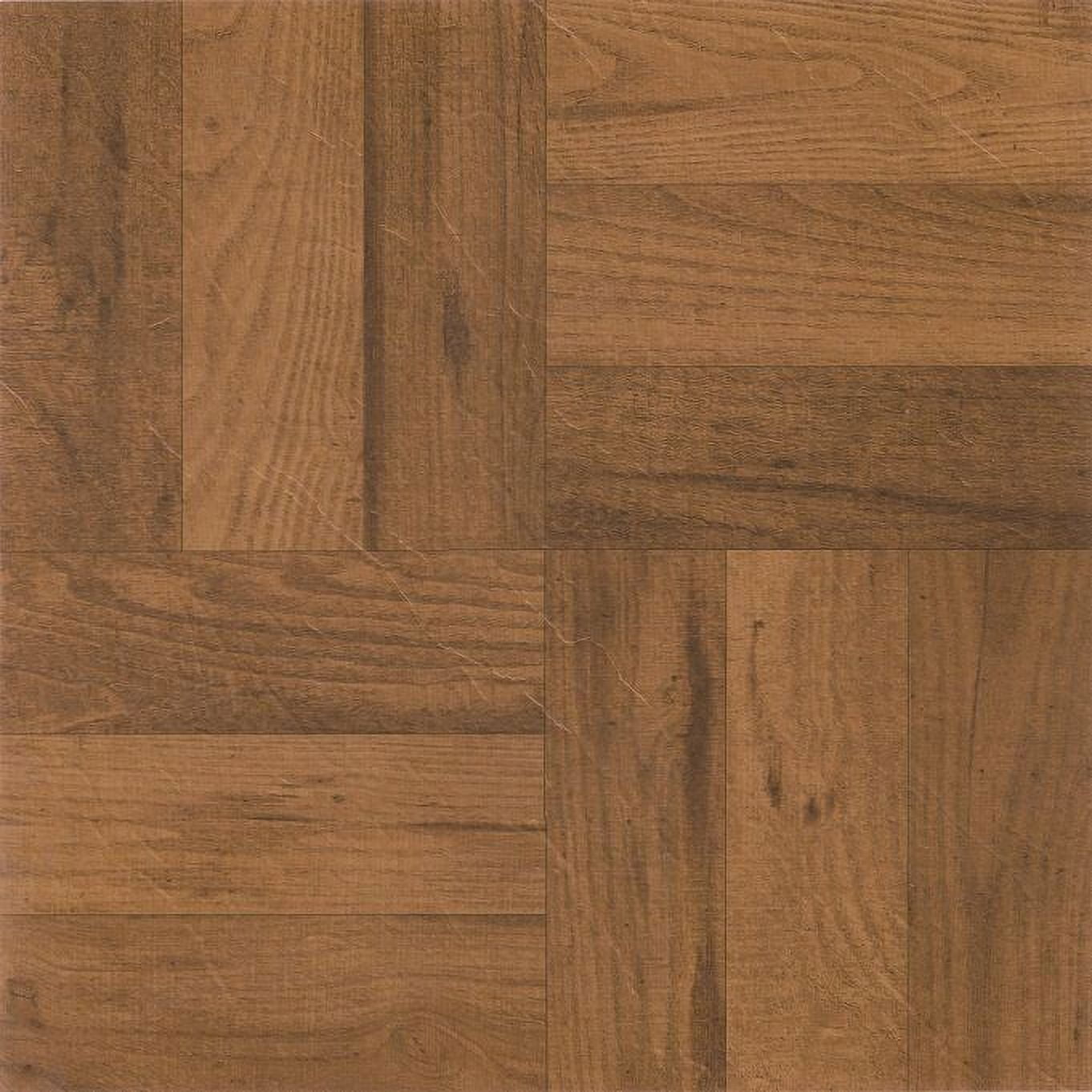 Achim Tivoli Self Adhesive Vinyl Floor Tile - 45 Tiles/45 Sq. Ft., 12 x 12, 3 Finger Medium Oak Parquet