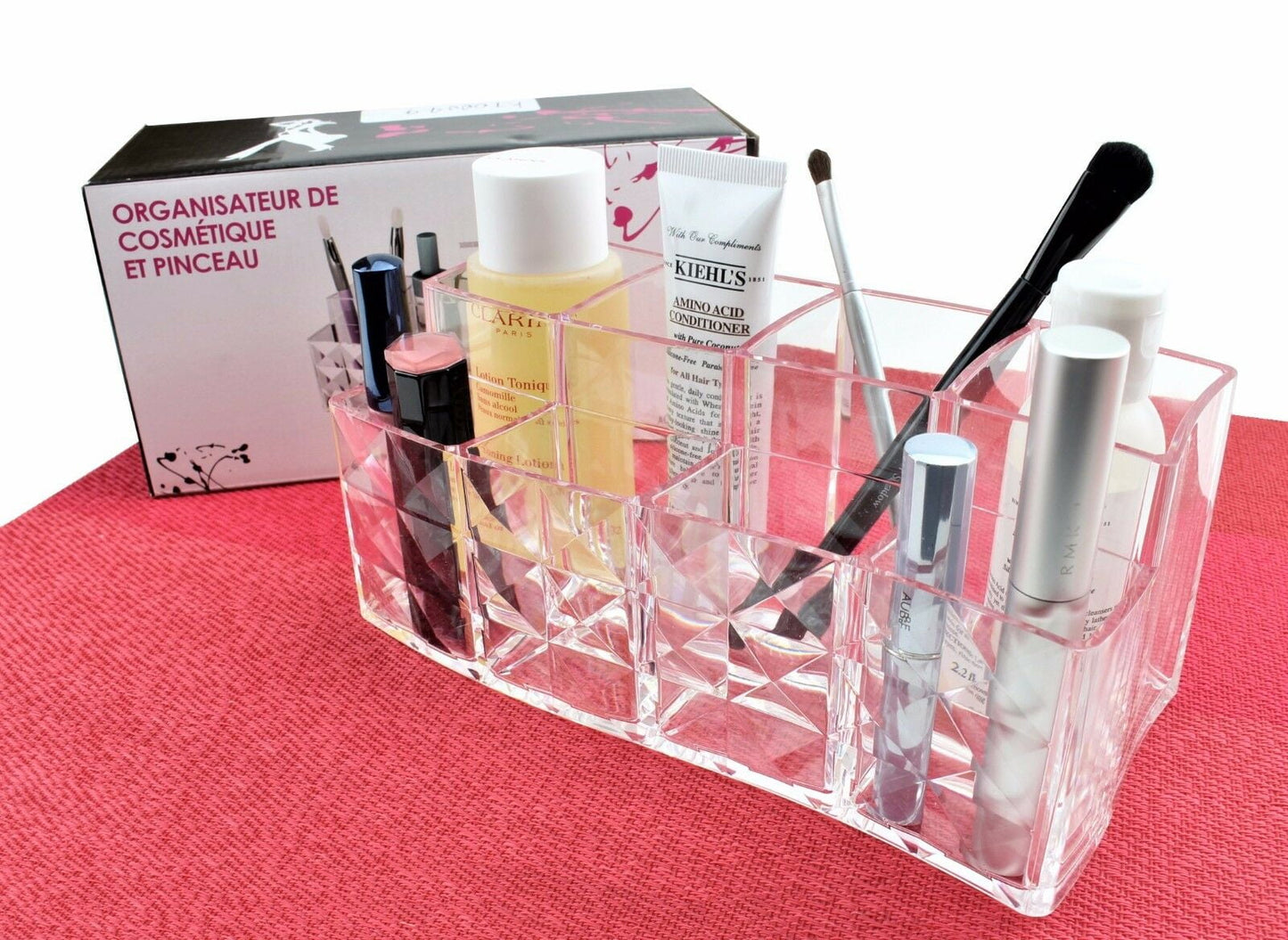 Acrylic Cosmetics & Brush Makeup Organizer w/ 8 Compartments Storage KT00049