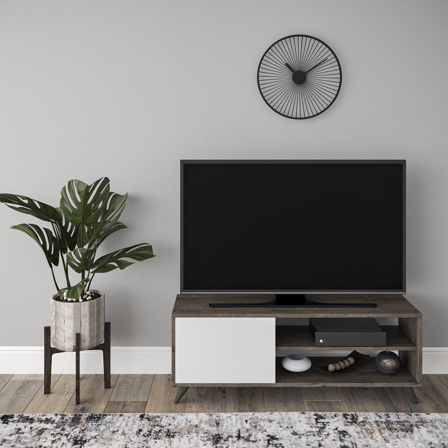 Ada Home DÃ©cor 2 Tier Venga TV Stand with Doors for TVs up to 53", White Oak