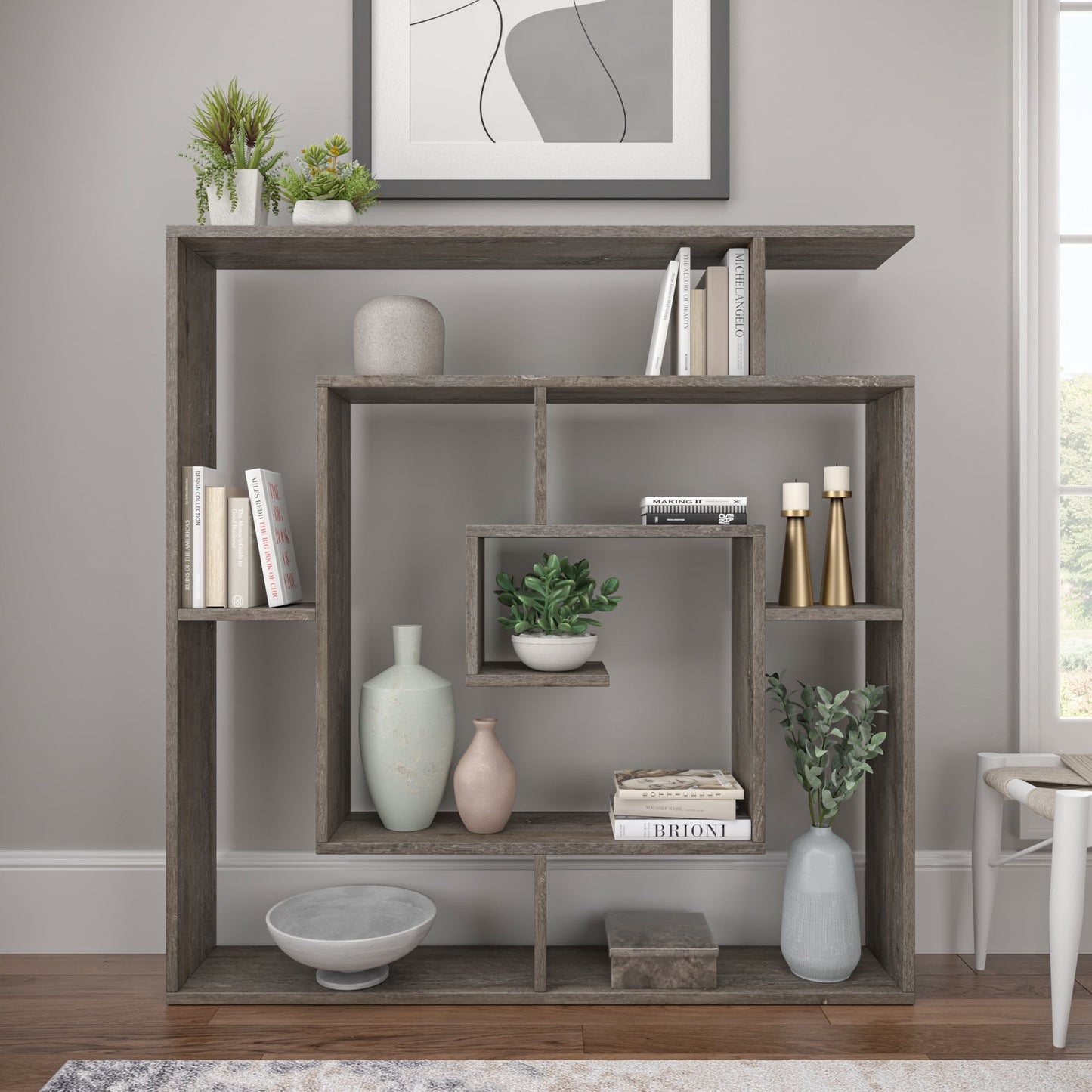 Ada Home Decor Briscoe 4 Tier Open Shelf Modern Bookcase, Dark Brown