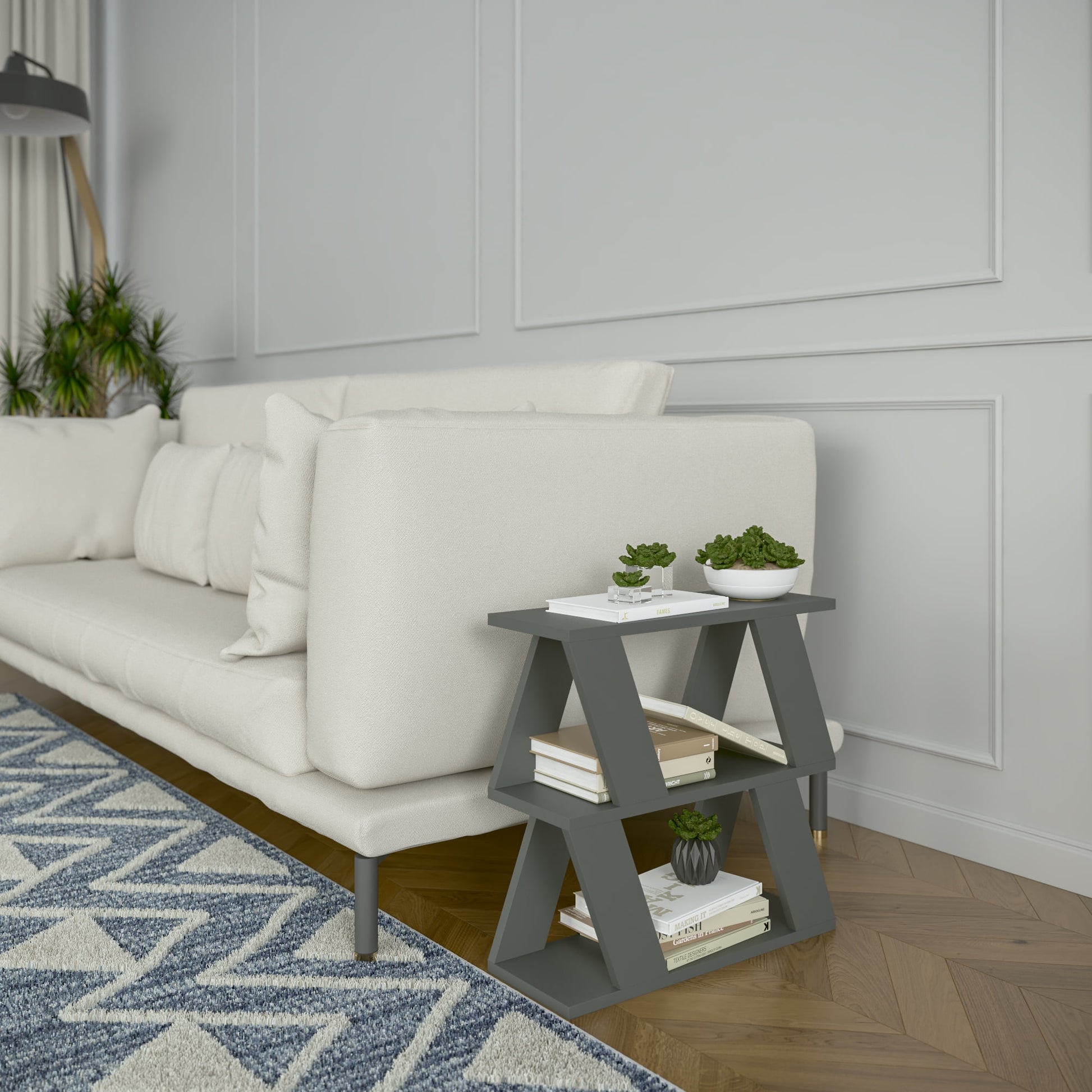 Ada Home Decor Furniture Mesa de Centro Moderna de Saphire de Moca Ligera con Estante de Almacenamiento