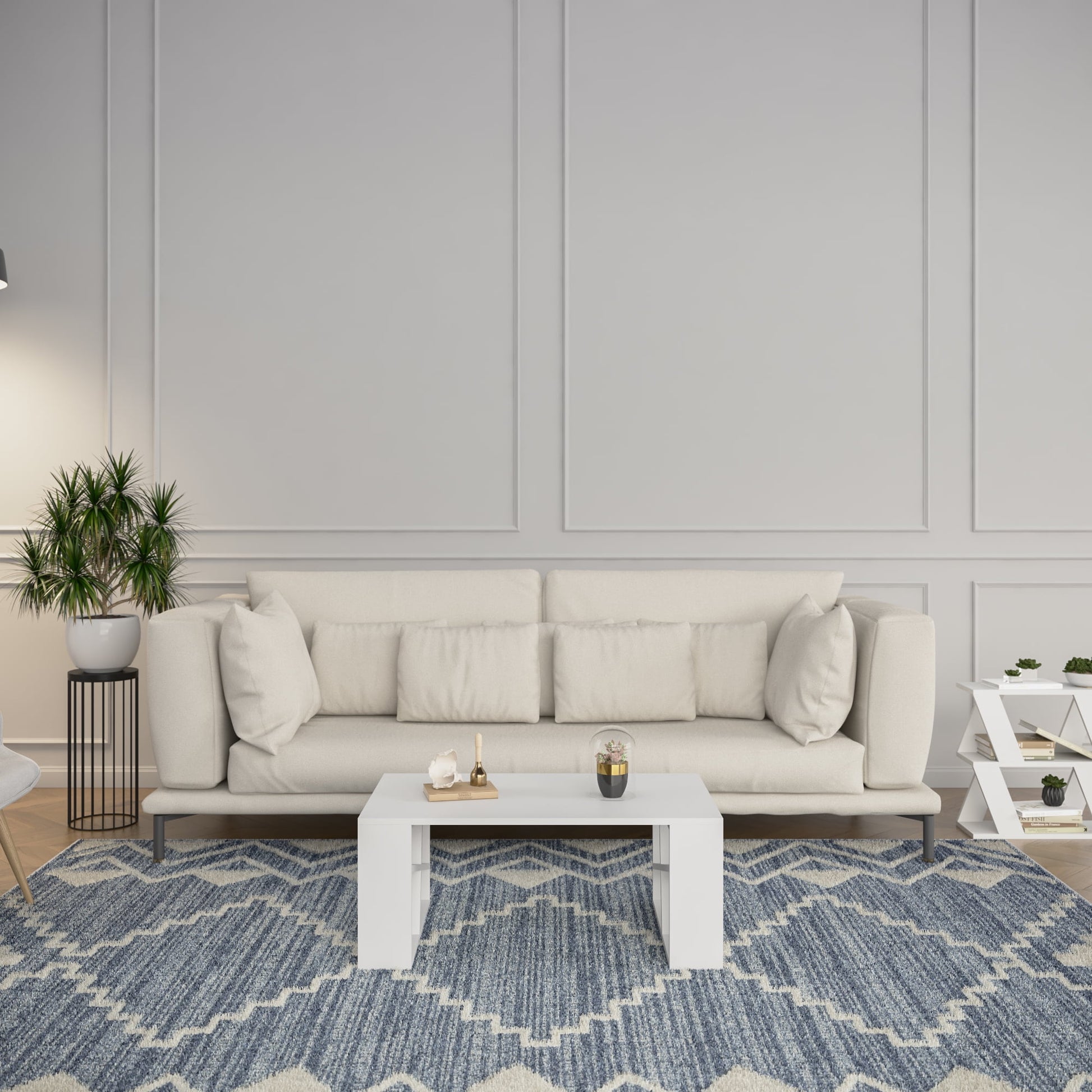 Ada Home Decor Furniture White Brian Modern Coffee Table with Storage Shelf