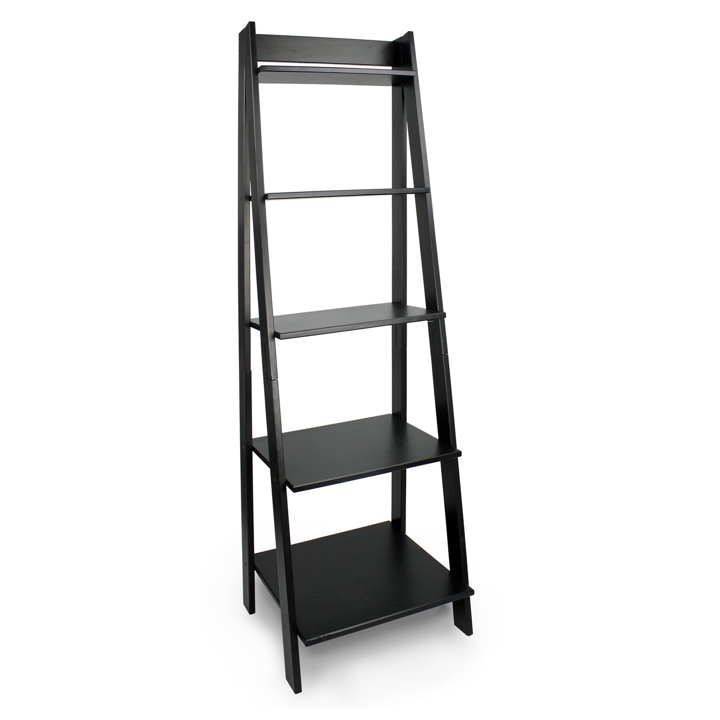 Jela Solid Wood 5 Shelf Ladder Bookcase - Black