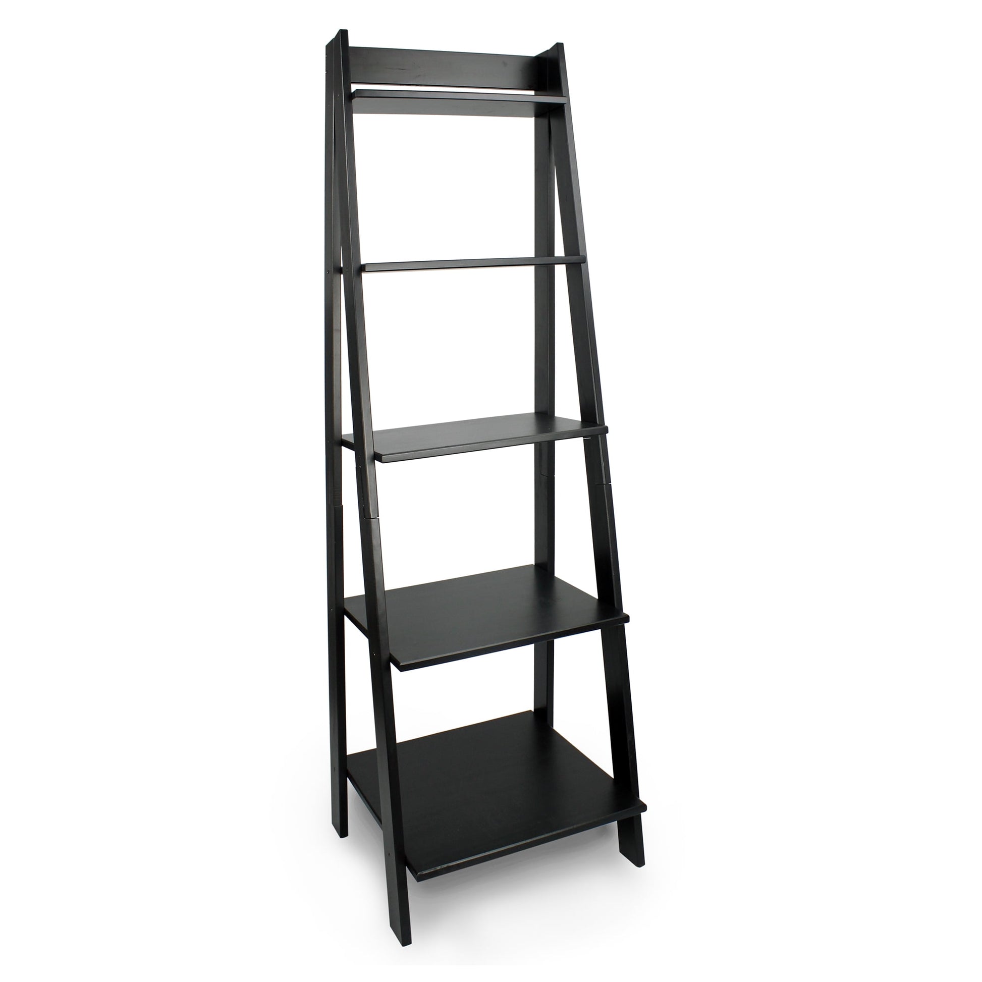 Jela Solid Wood 5 Shelf Ladder Bookcase - Black