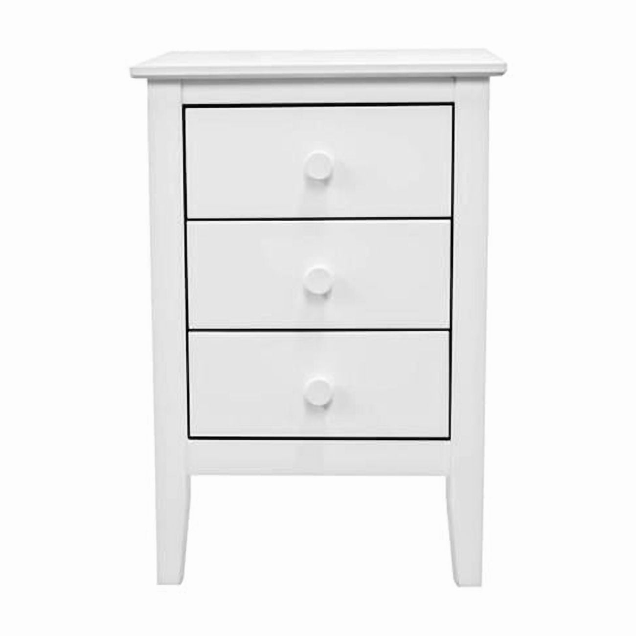 Jela Mesa Auxiliar/mesita de Noche de 3 Cajones de Madera Maciza Easy Pieces - Blanco