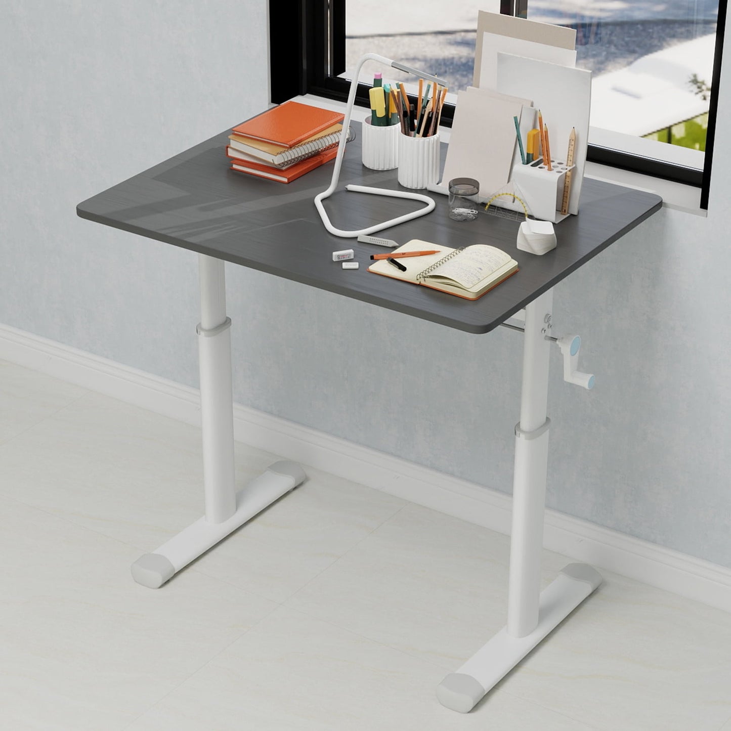 Adjustable Study Desk for Children and Adults, Height-Adjustable, Multifunctional Home Office Desk, Compact Design, 60x120cm