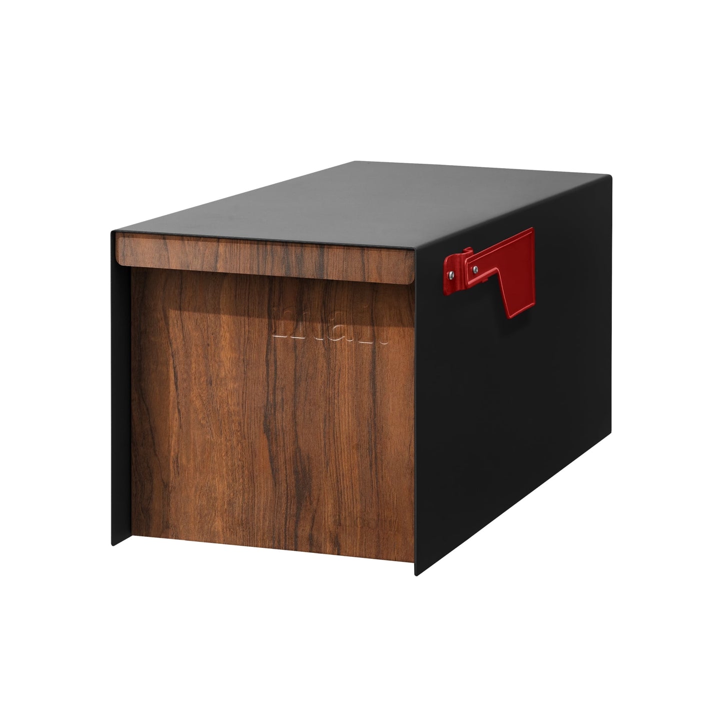 Adoorn Post Mount Mailboxes, 9.5 x 9.5 x 20.75 (HxWxD) Large, Galvanized Steel Modern Mailbox, for Daily Letters, Magazines and Packages, Weatherproof with 1.2 Degree Sloped Roof - Walnut