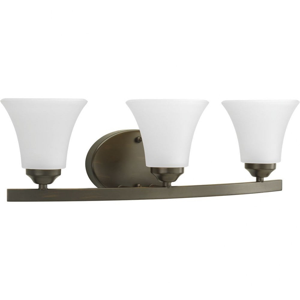 Adorn Collection Three-Light Antique Bronze Etched Glass Traditional Bath Vanity Light