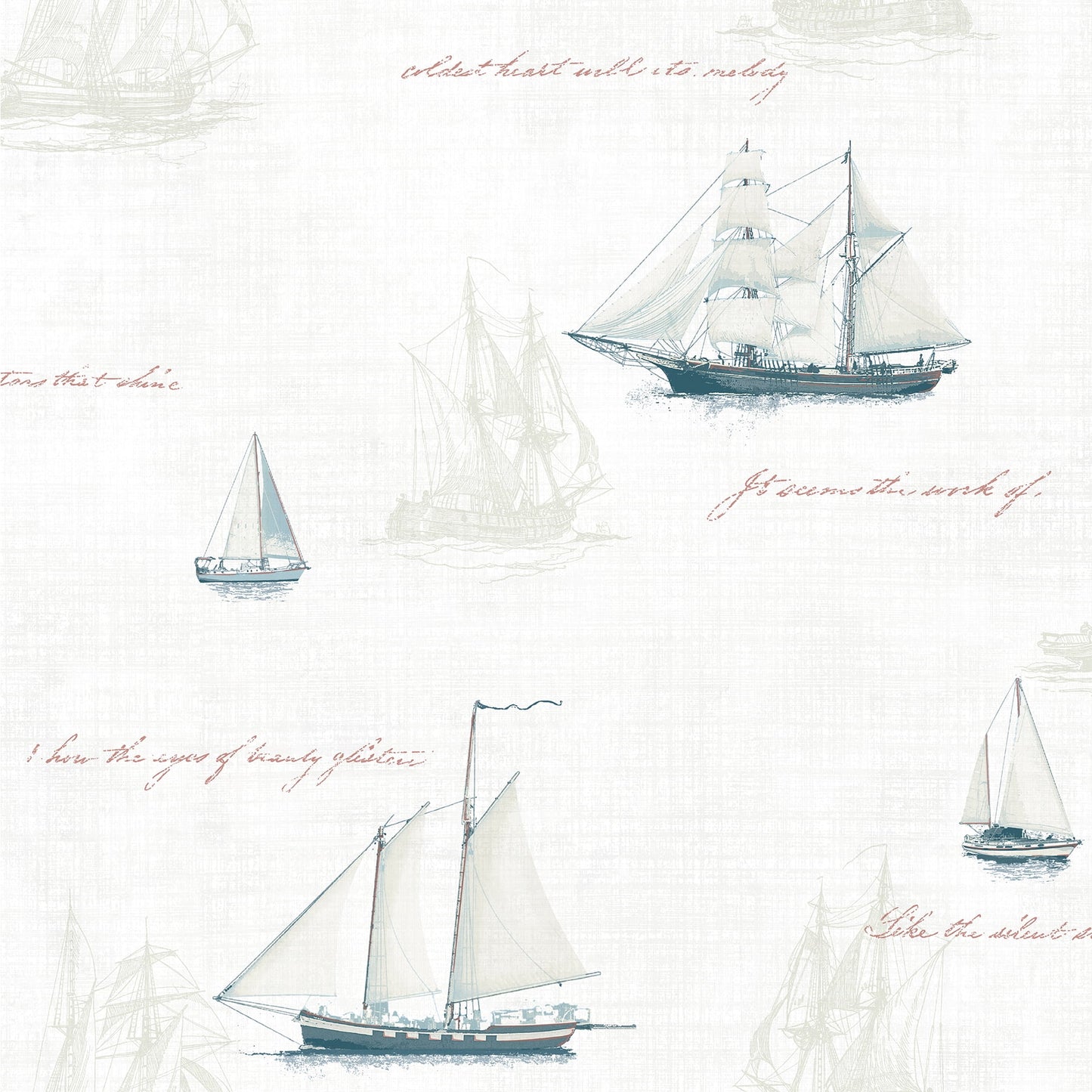Advantage Andrew White Sailboat Wallpaper, 20.5-in by 33-ft, 56.38 sq. ft