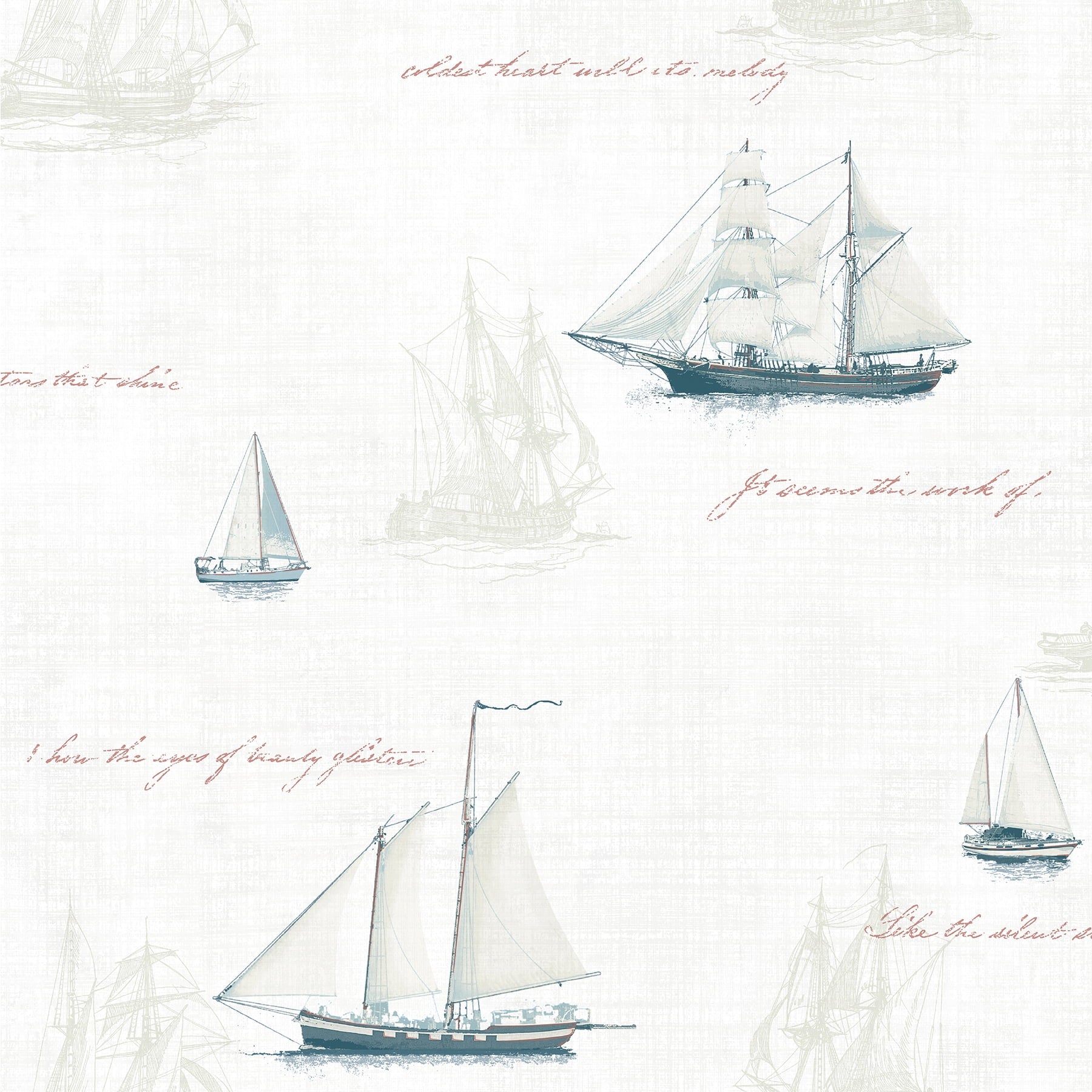 Advantage Andrew White Sailboat Wallpaper, 20.5-in by 33-ft, 56.38 sq. ft
