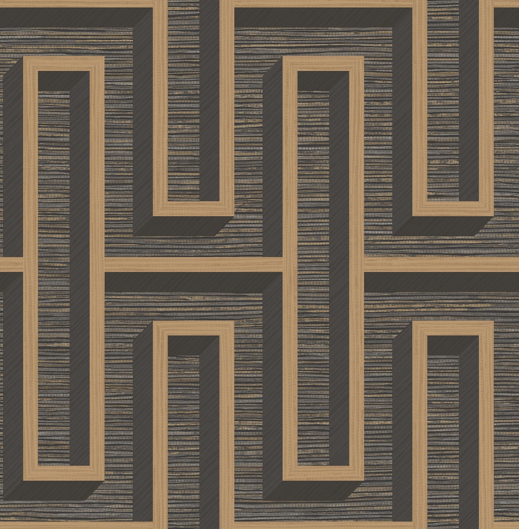 Advantage Henley Black Geometric Grasscloth Wallpaper