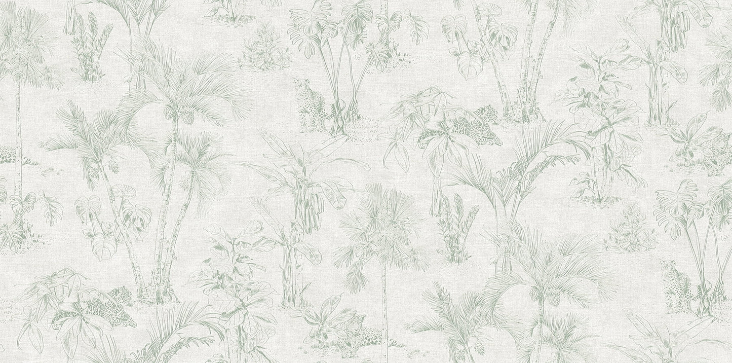 Advantage Zapata Green Tropical Jungle Wallpaper, 20.9-in by 33-ft, 57.48 sq. ft.