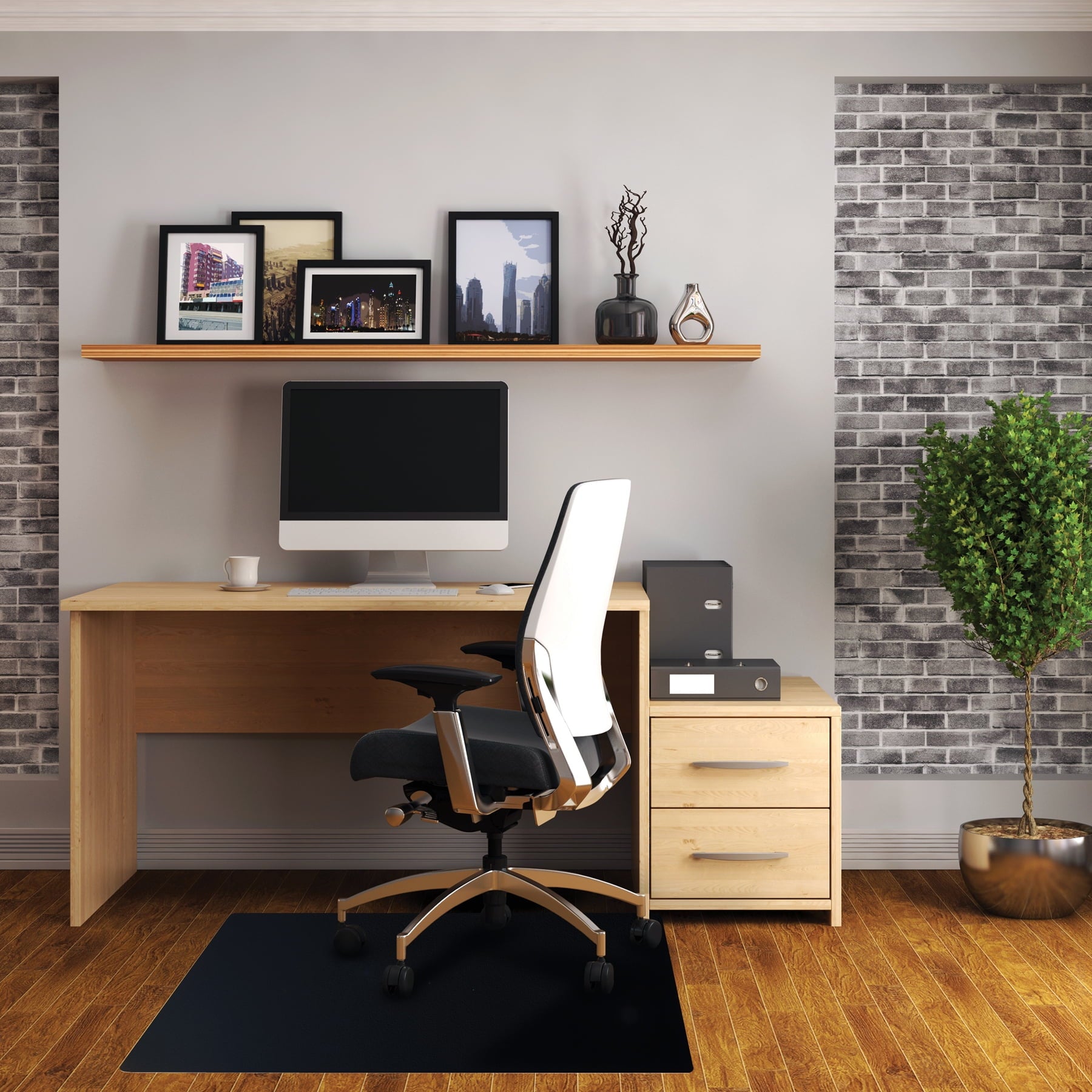 AdvantagematÂ® Black Vinyl Rectangular Chair Mat for Hard Floor - 48" x 60"