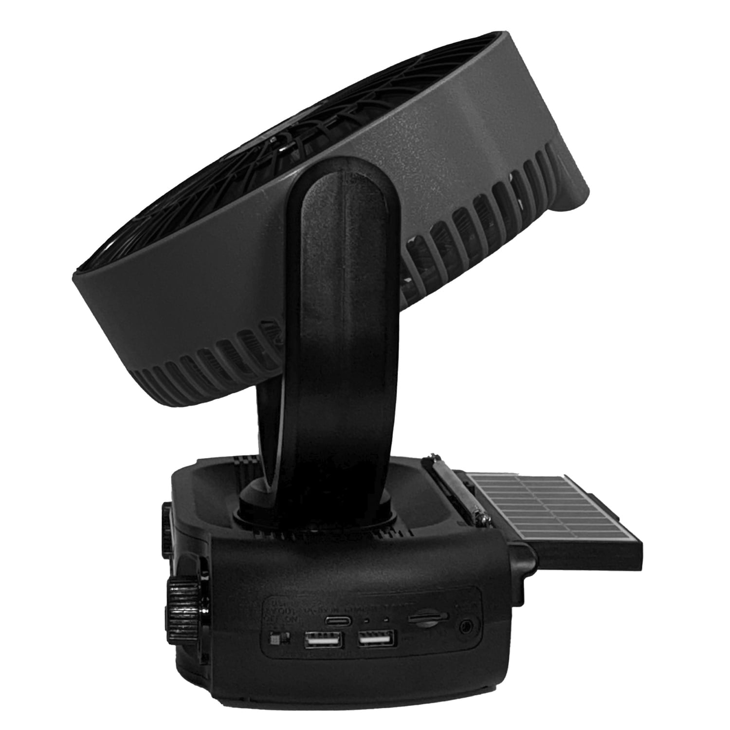 airbro RXF-50 Rechargeable 4-Band Radio, Bluetooth Speaker, 3-Speed Oscillating Fan, and LED Light with Solar Charging, RXF-50