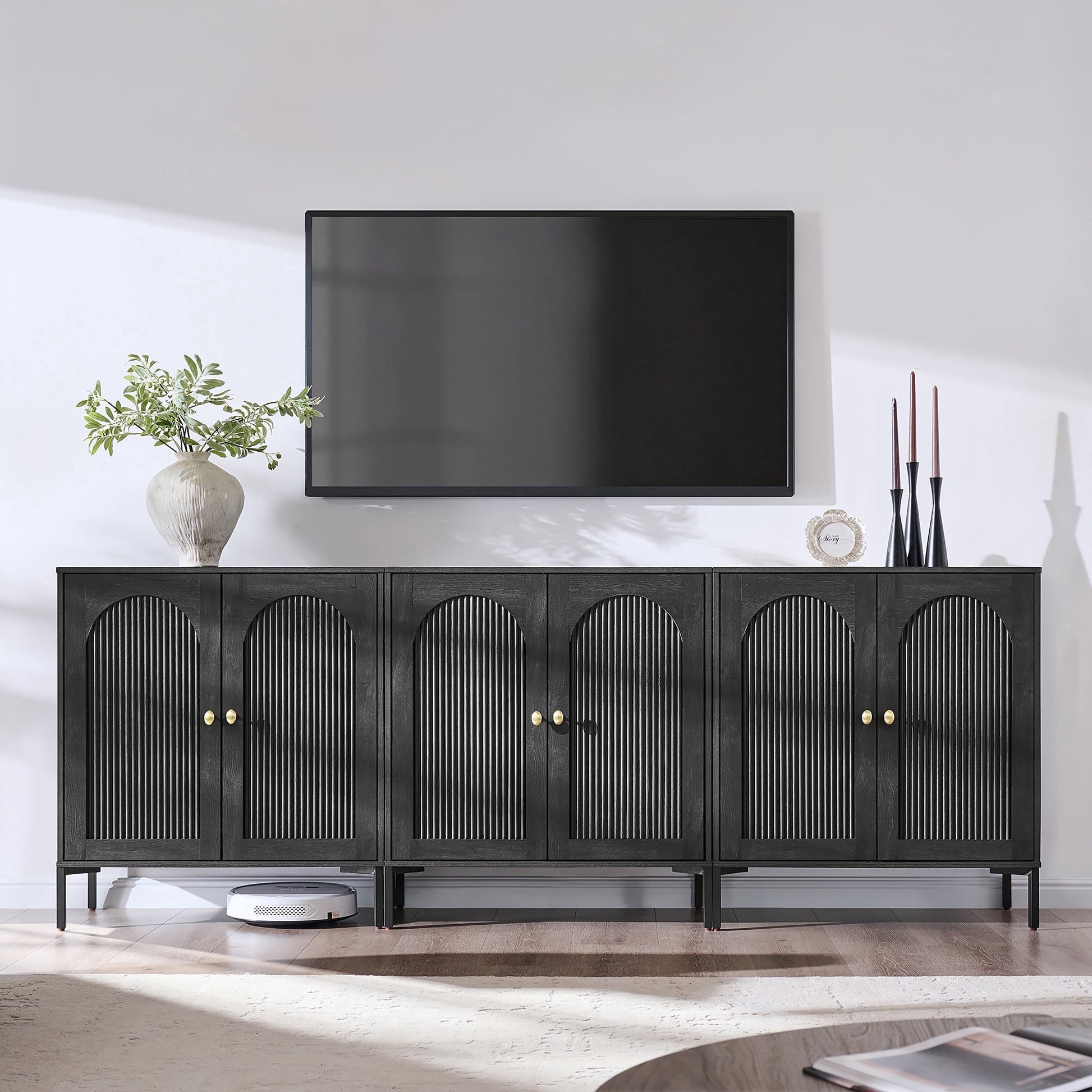 SinCiDo Modern TV Stand for TVs up to 65", Wood Entertainment Center w/Adjustable Shelves, 61.75â€¬"W Media Console Cabinet for Living Room
