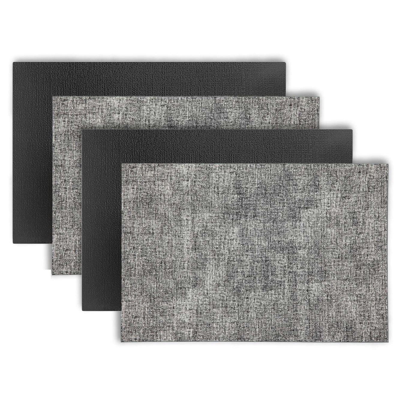 Ala Carte by Dainty Home Amalfi Linen Textured Faux Leather Placemats â€“ Set of 4, Reversible, Non-Slip, Washable, Heat & Tear Resistant â€“ 12x18 in Dining Table Mats