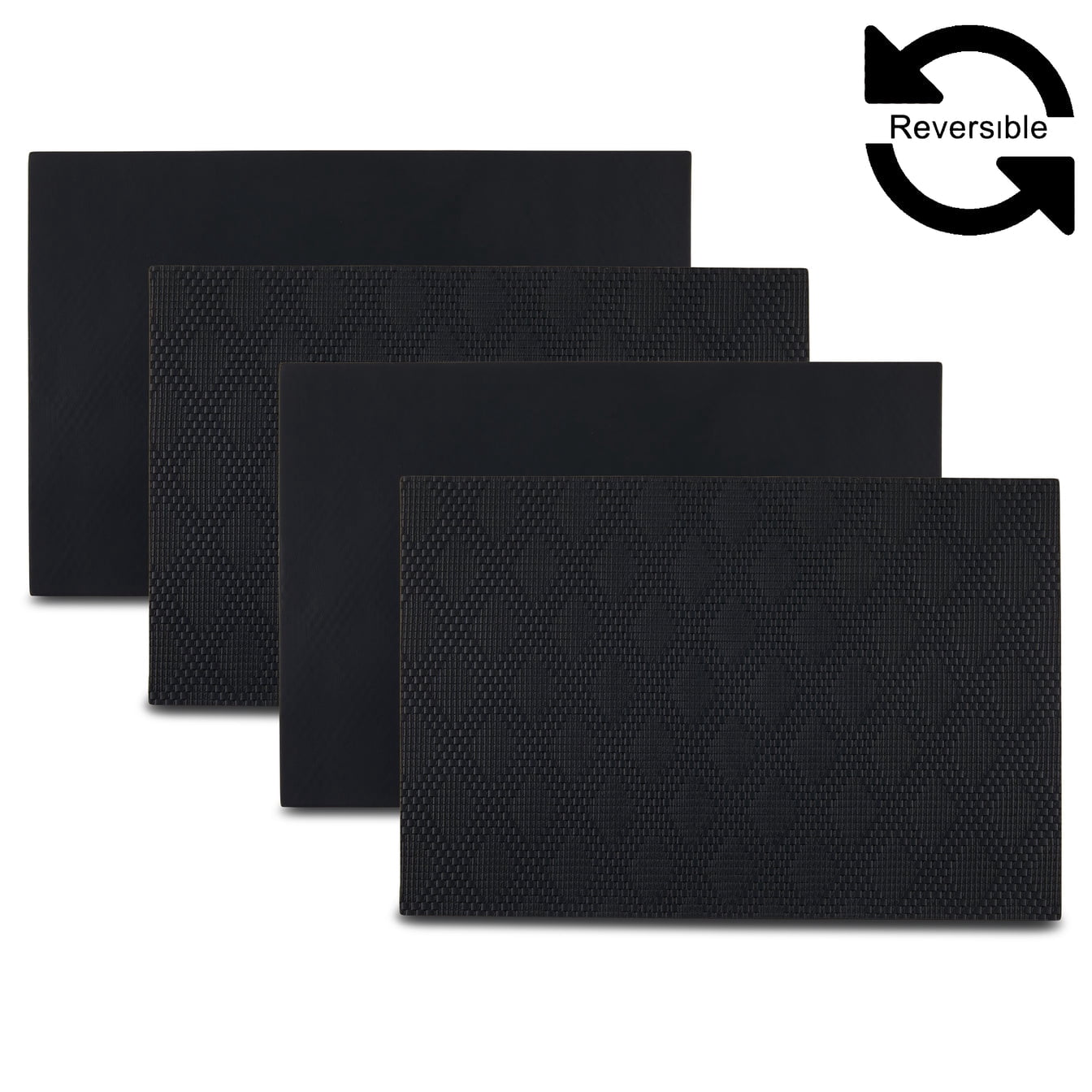 Ala Carte by Dainty Home Basel Diamond Textured Faux Leather Placemats â€“ Set of 4, Reversible, Non-Slip, Washable, Heat & Tear Resistant â€“ 12x18 in Dining Table Mats