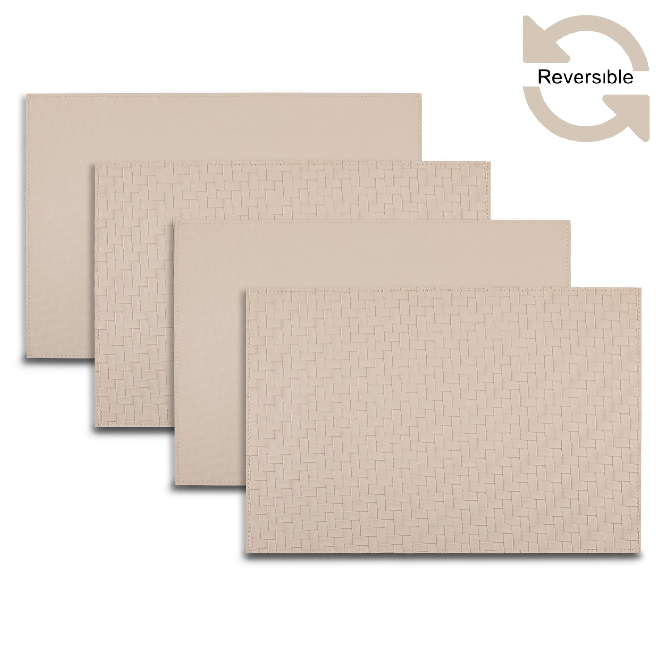 Ala Carte by Dainty Home Lausanne Braided Textured Faux Leather Placemats â€“ Set of 4, Reversible, Non-Slip, Washable, Heat & Tear Resistant â€“ 12x18 in Dining Table Mats