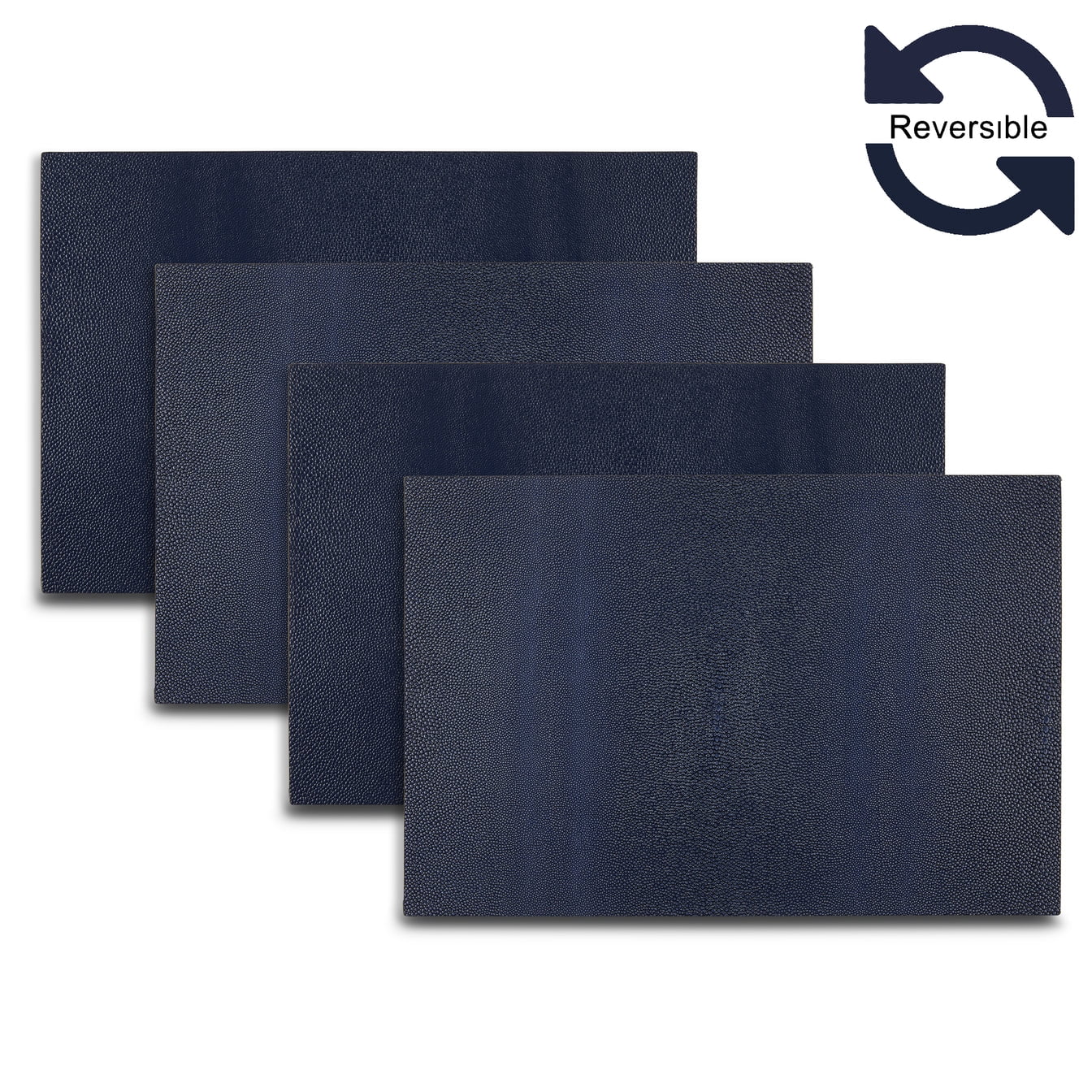 Ala Carte by Dainty Home Lucerne Patent Pebbled Textured Faux Leather Placemats â€“ Set of 4, Reversible, Non-Slip, Washable, Heat & Tear Resistant â€“ 12x18 in Dining Table Mats