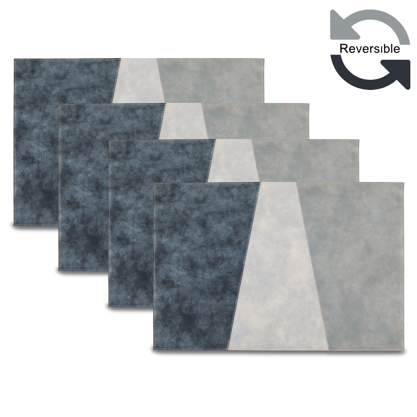 Ala Carte by Dainty Home Milano Patchwork Textured Faux Leather Placemats â€“ Set of 4, Reversible, Non-Slip, Washable, Heat & Tear Resistant â€“ 12x18 in Dining Table Mats