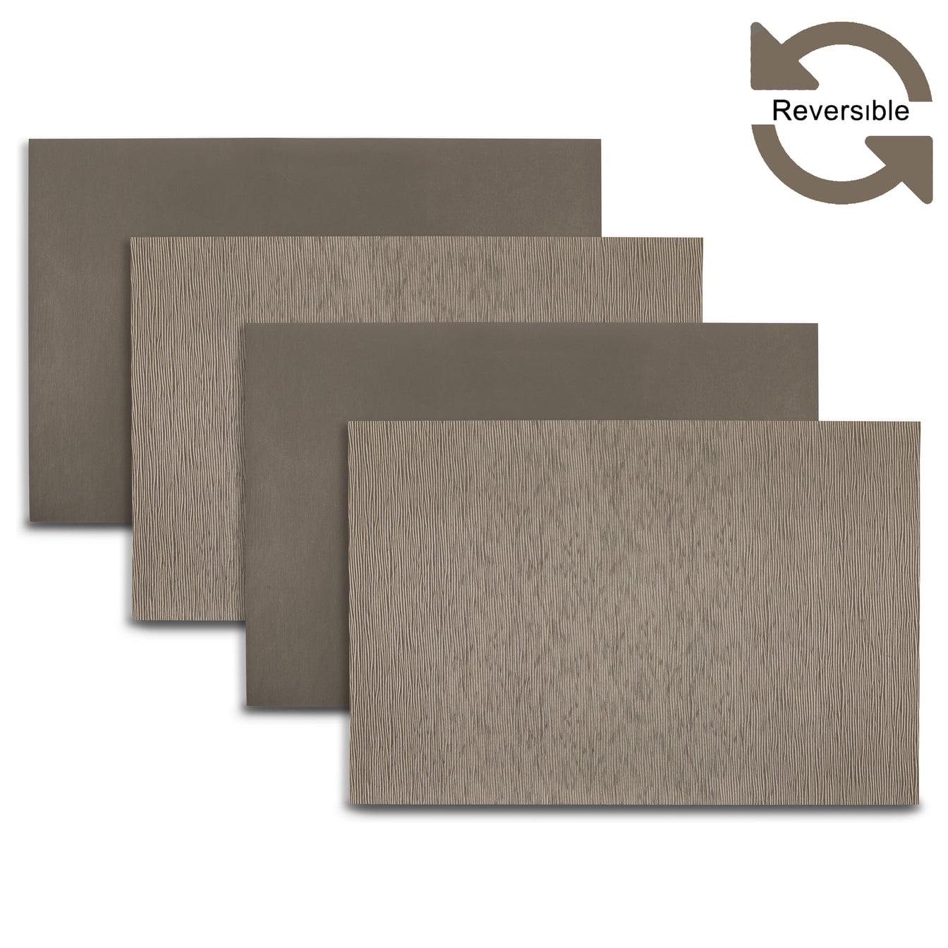Ala Carte by Dainty Home Ridges Textured Faux Leather Placemats â€“ Set of 4, Reversible, Non-Slip, Washable, Heat & Tear Resistant â€“ 12x18 in Dining Table Mats
