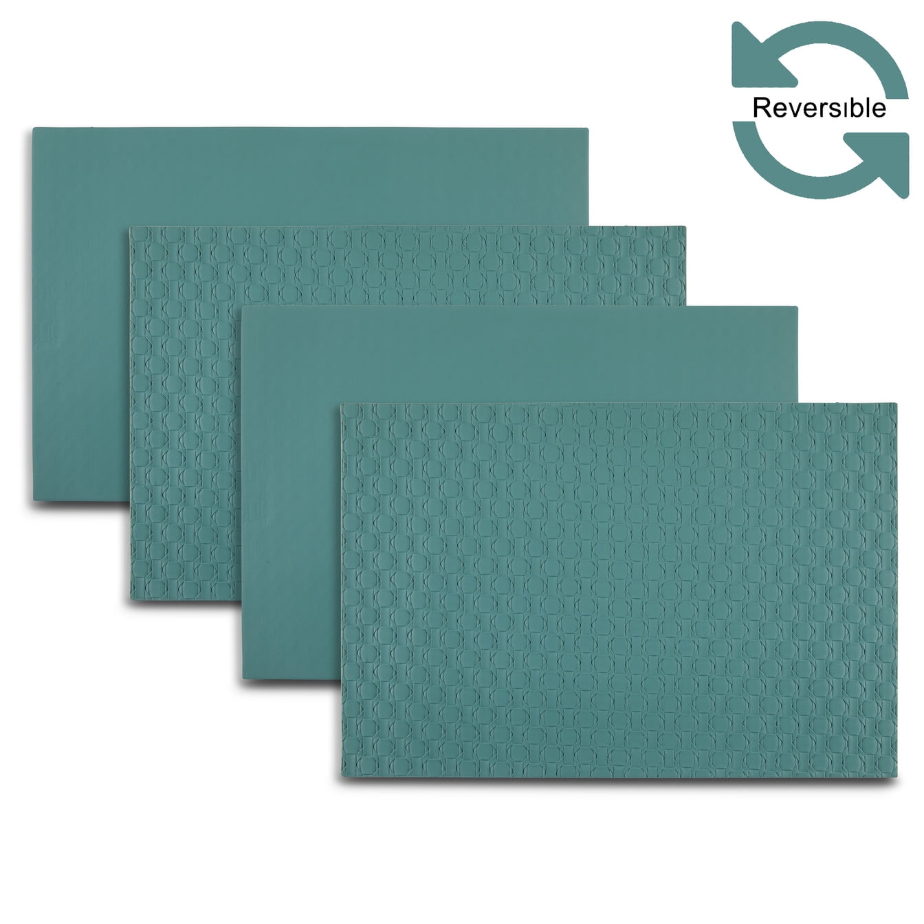 Ala Carte by Dainty Home Stratham Geometric Textured Faux Leather Placemats â€“ Set of 4, Reversible, Non-Slip, Washable, Heat & Tear Resistant â€“ 12x18 in Dining Table Mats