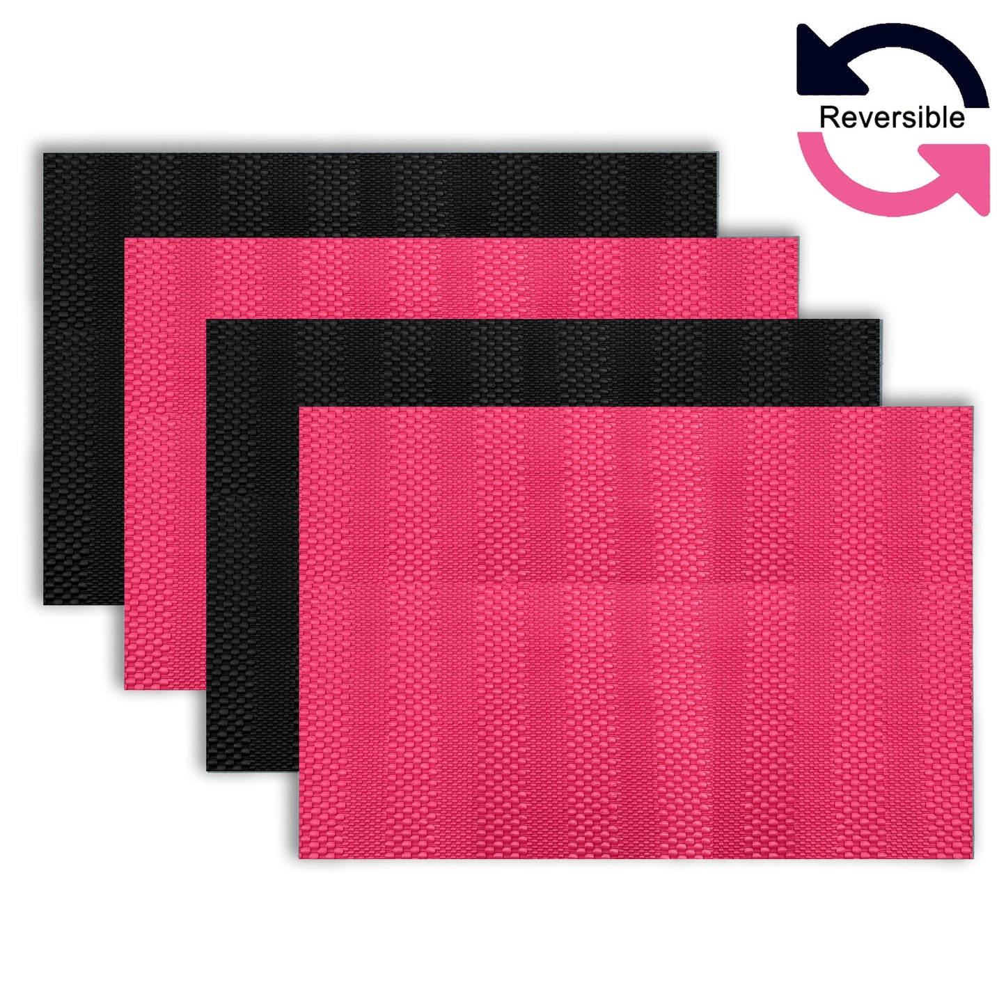 Ala Carte by Dainty Home Venice Pebbled Textured Faux Leather Placemats â€“ Set of 4, Reversible, Non-Slip, Washable, Heat & Tear Resistant â€“ 12x18 in Dining Table Mats