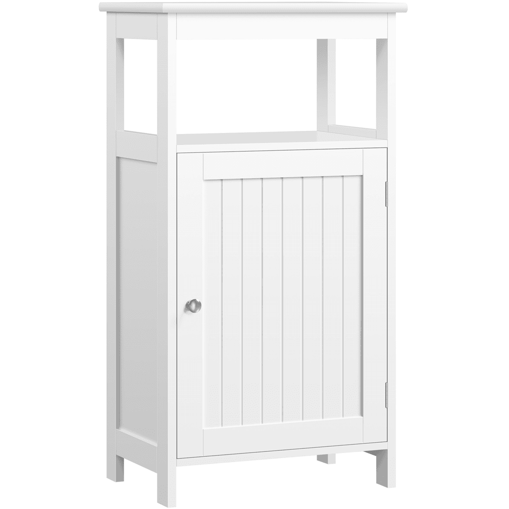 Alden Design 4-Tier Wooden Bathroom Floor Cabinet for Bathroom Kitchen Hallway, White