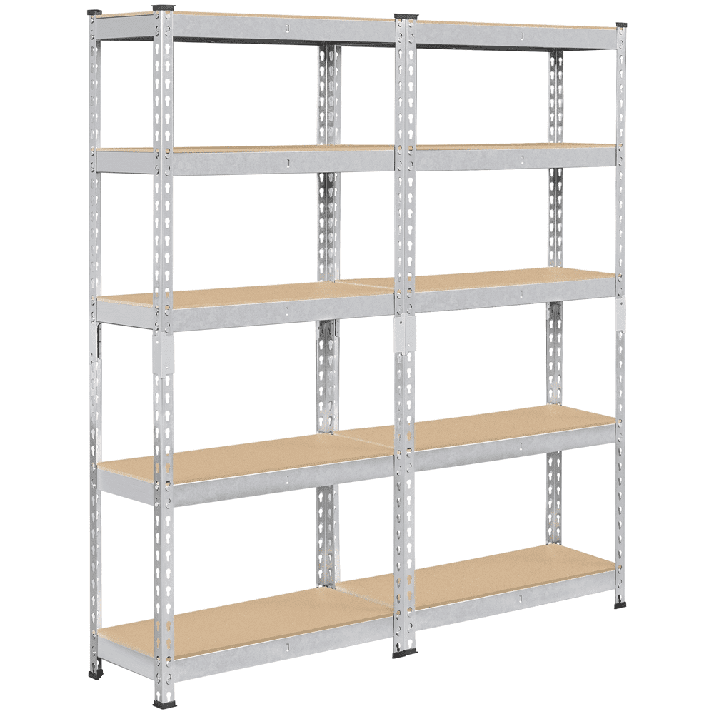 Alden Design 5-Shelf Boltless & Adjustable Steel Storage Shelf Unit, Silver, 2 Pack