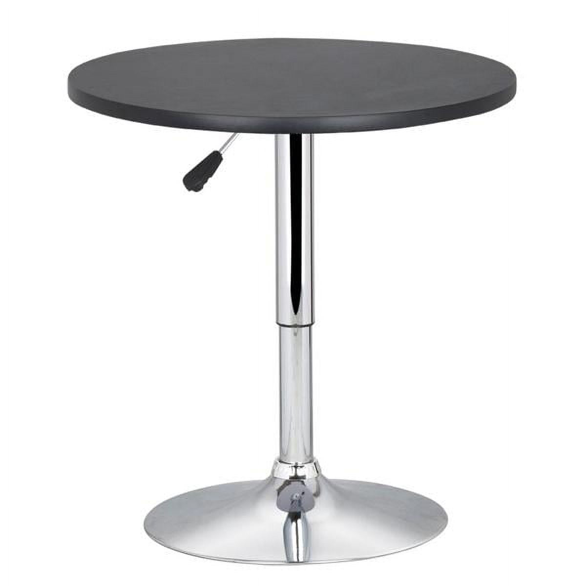 Alden Design Adjustable Chrome Base Round Swivel Bar Table for Bistro CafÃ©, Black