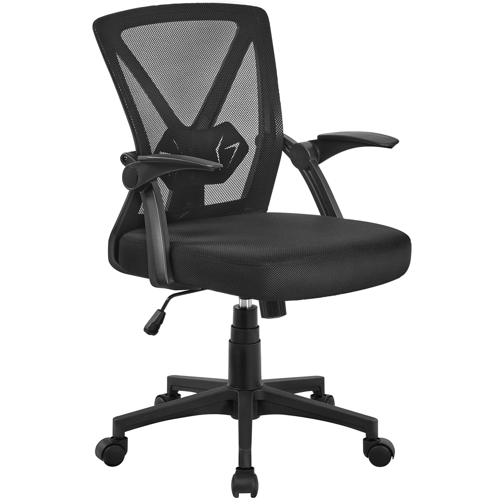 Alden Design Adjustable Ergonomic Mesh Office Chair with 90Â° Flip-up Armrests for Home Office, Black