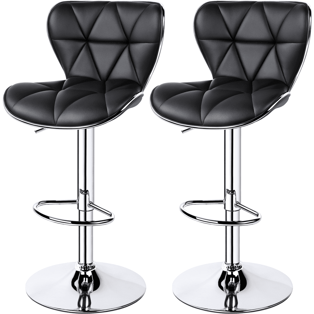 Alden Design Adjustable Mid-back Faux Leather Counter-Height Bar Stool, Set of 2, Light Gray