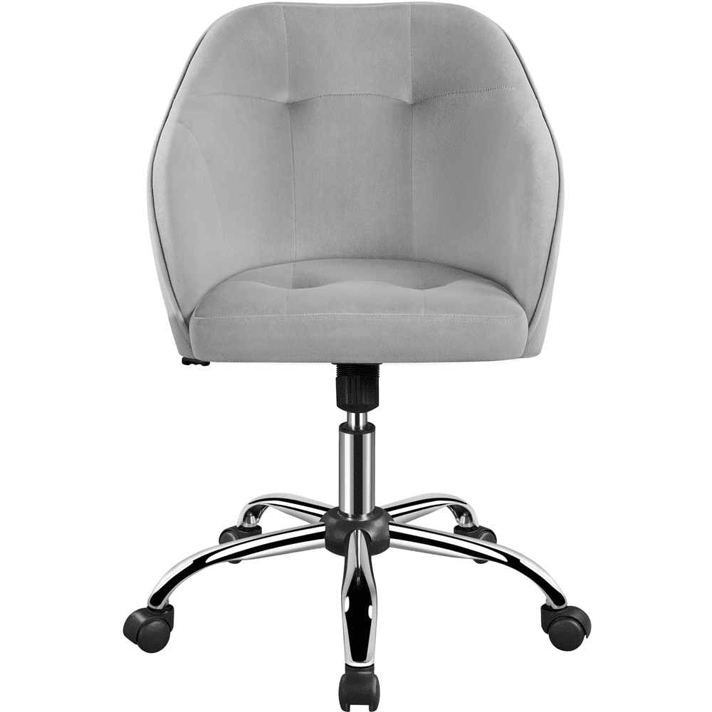 Alden Design Adjustable Swivel Velvet Desk Chair for Home Office, Light Gray