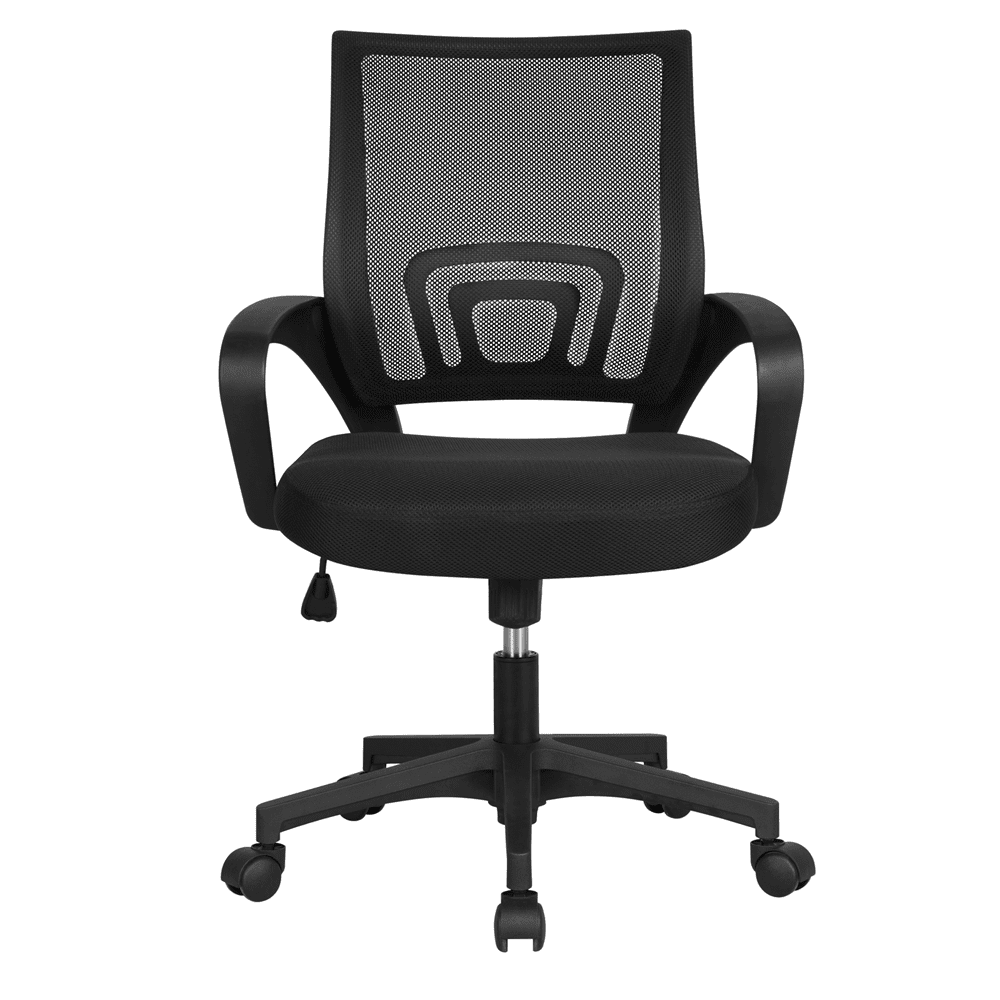 Alden Design Adjustable Ergonomic Mid-Back Mesh Office Chair with Armrests, Black