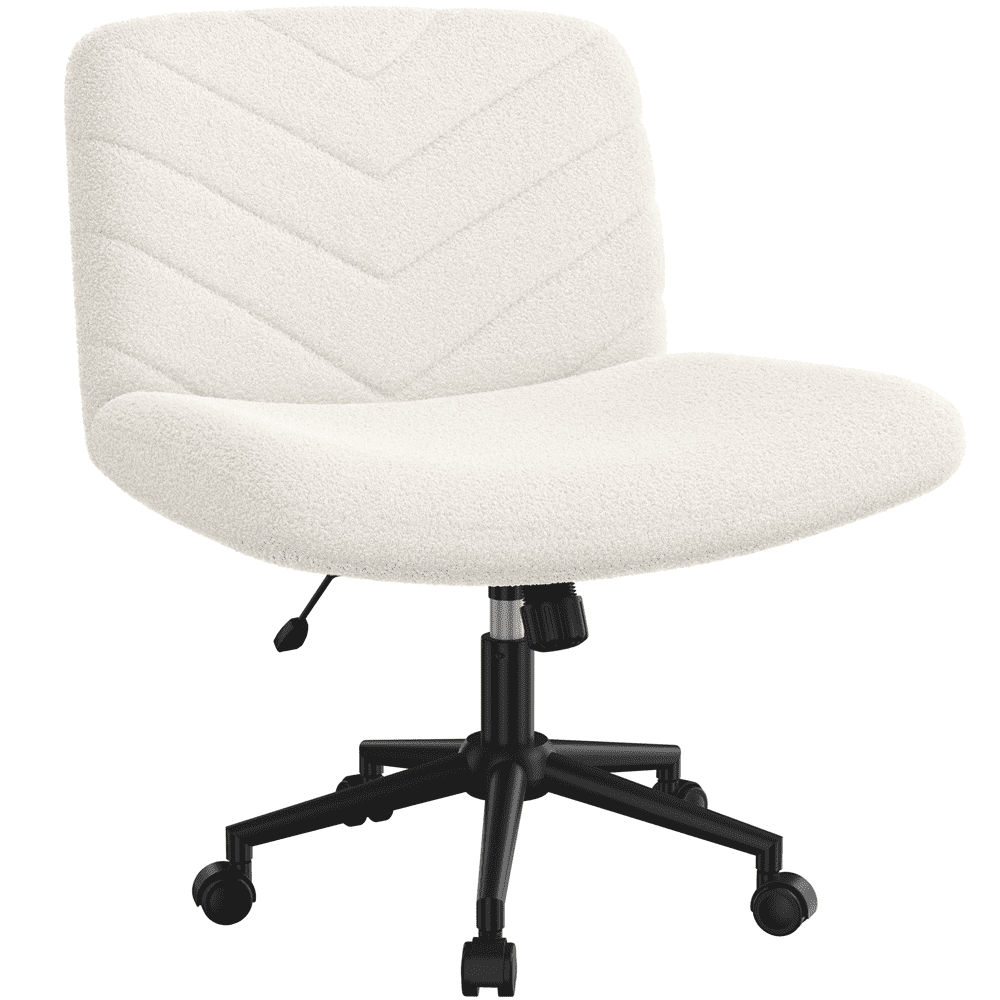Alden Design Fabric Swivel Desk Chair with Wheels, Ivory