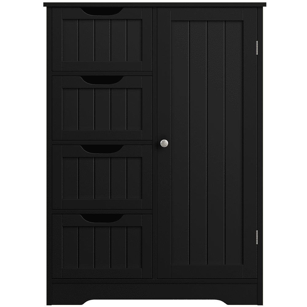 Alden Design Free Standing Bathroom Storage Cabinet with 4 Drawers, Black