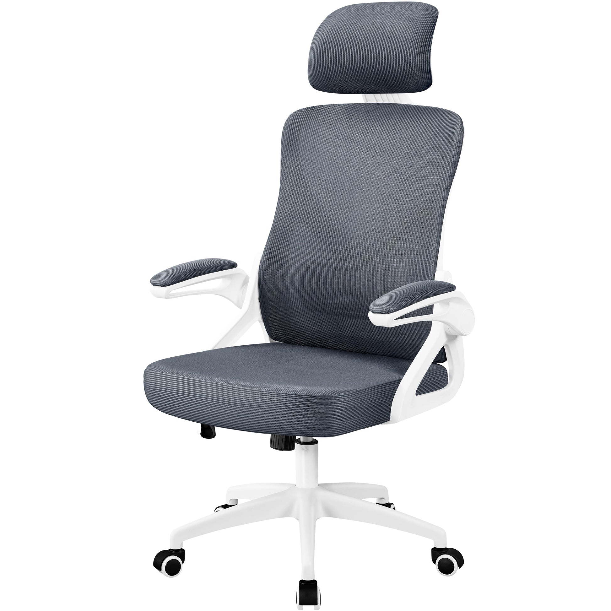 Alden Design Mesh Office Chair with Adjustable Padded Headrest Adult, White/Pink