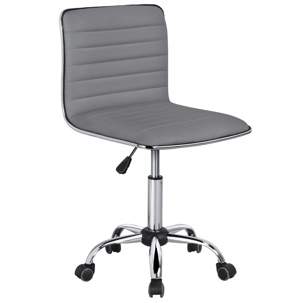 Alden Design Modern Adjustable Armless Faux Leather Swivel Office Chair, Gray