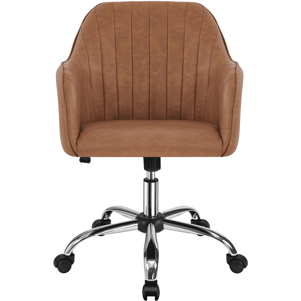 Alden Design Modern Faux Leather Desk Chair for Home Office, Retro Brown